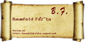 Baumfeld Fáta névjegykártya
